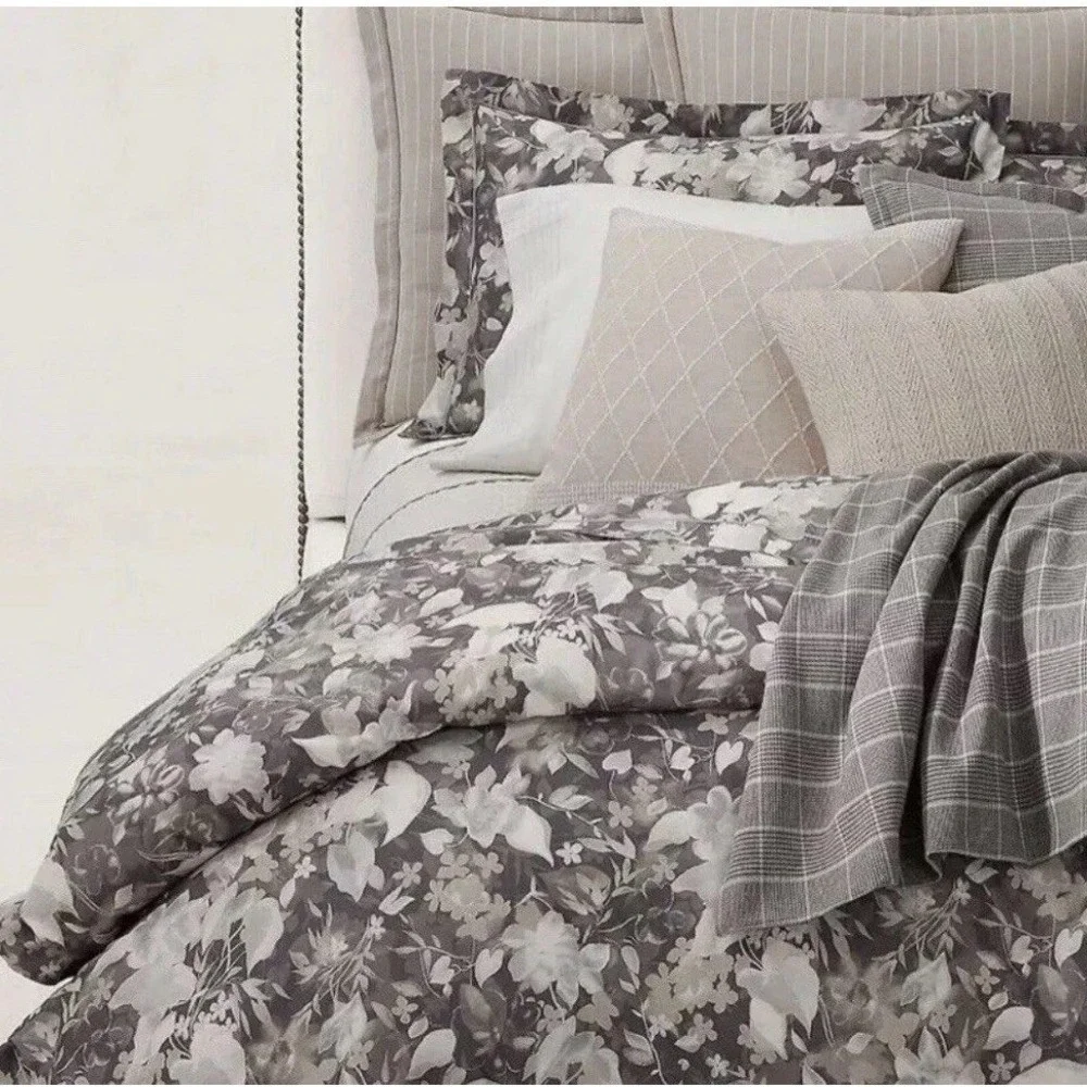 Ralph Lauren Avery Full /Queen Duvet Cover Gray Floral Cottagecore Neutral‎ NEW